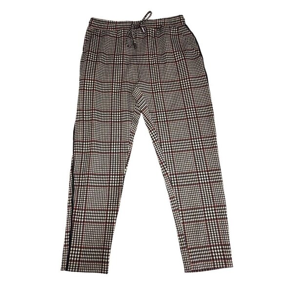 Anthropologie Plaid Pants Dickens Trousers Size S Pull On Black Red Menswear NEW - Picture 2 of 12